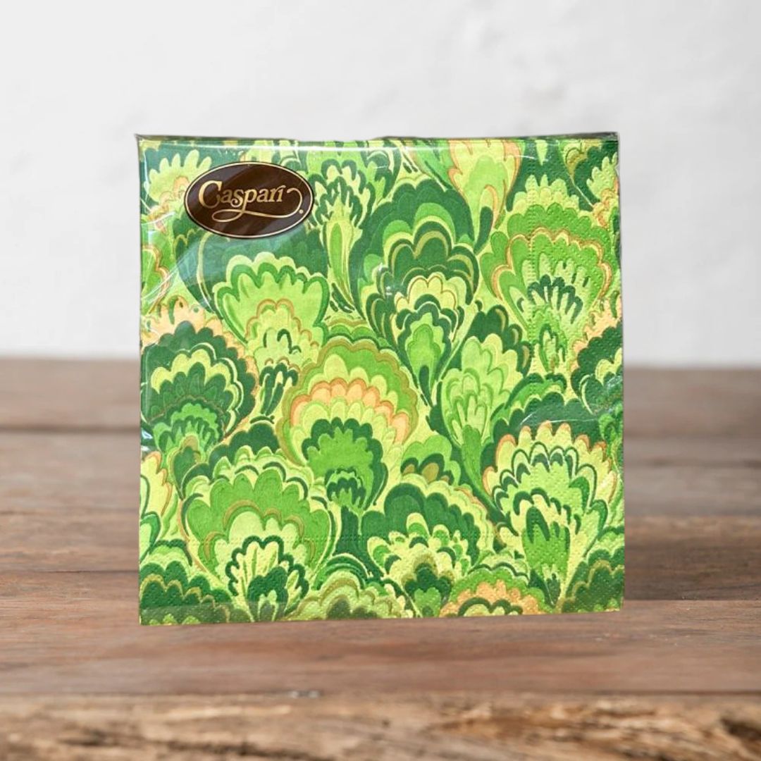Green Marbled Paper Lunch Napkins