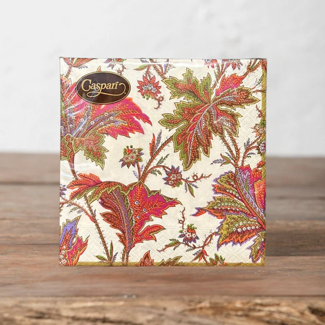 Ivory Paisley Leaf Paper Lunch Napkins