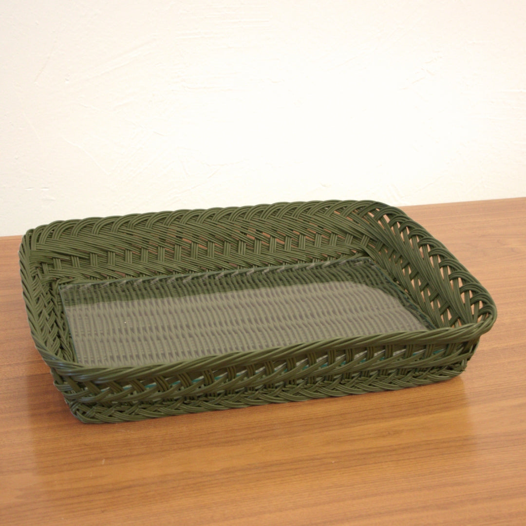 Handmade Green Wicker Tray