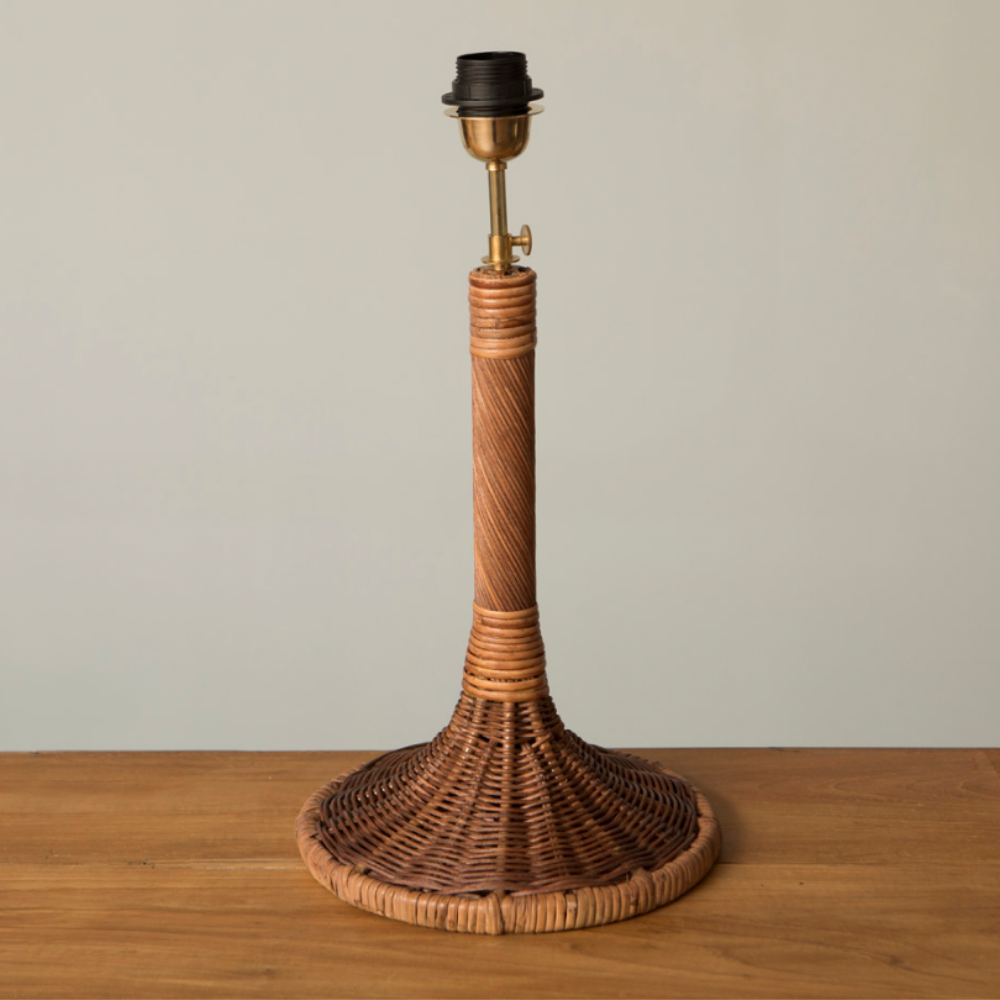 Lámpara de Mesa Trenzada de Ratán Marrón