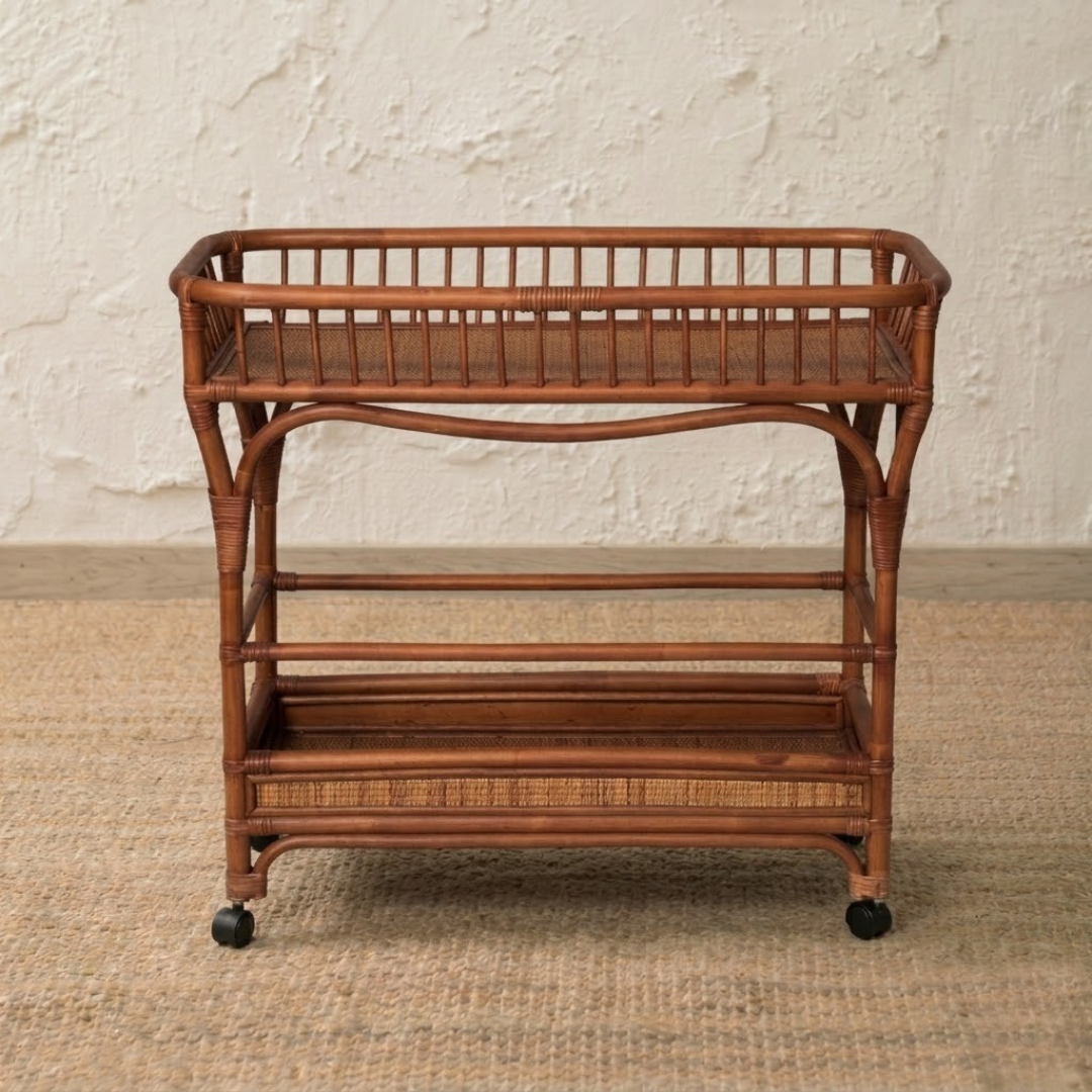 Coppelia Rattan Bar Cart