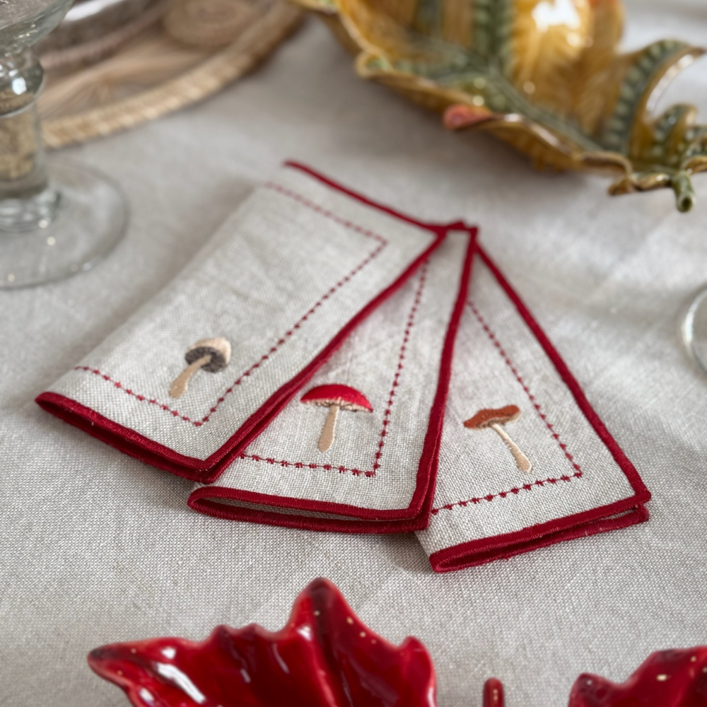 Servilletas de Cóctel Lino - Setas