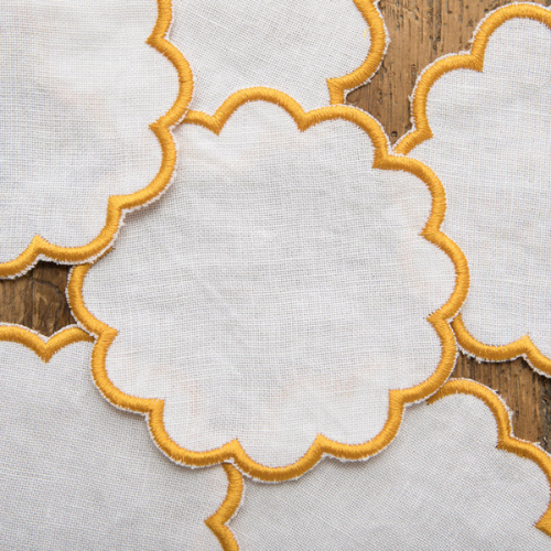 Set of 6 Wavy Bread Boxes - White / Mustard