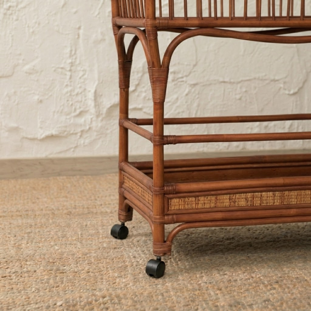 Coppelia Rattan Bar Cart