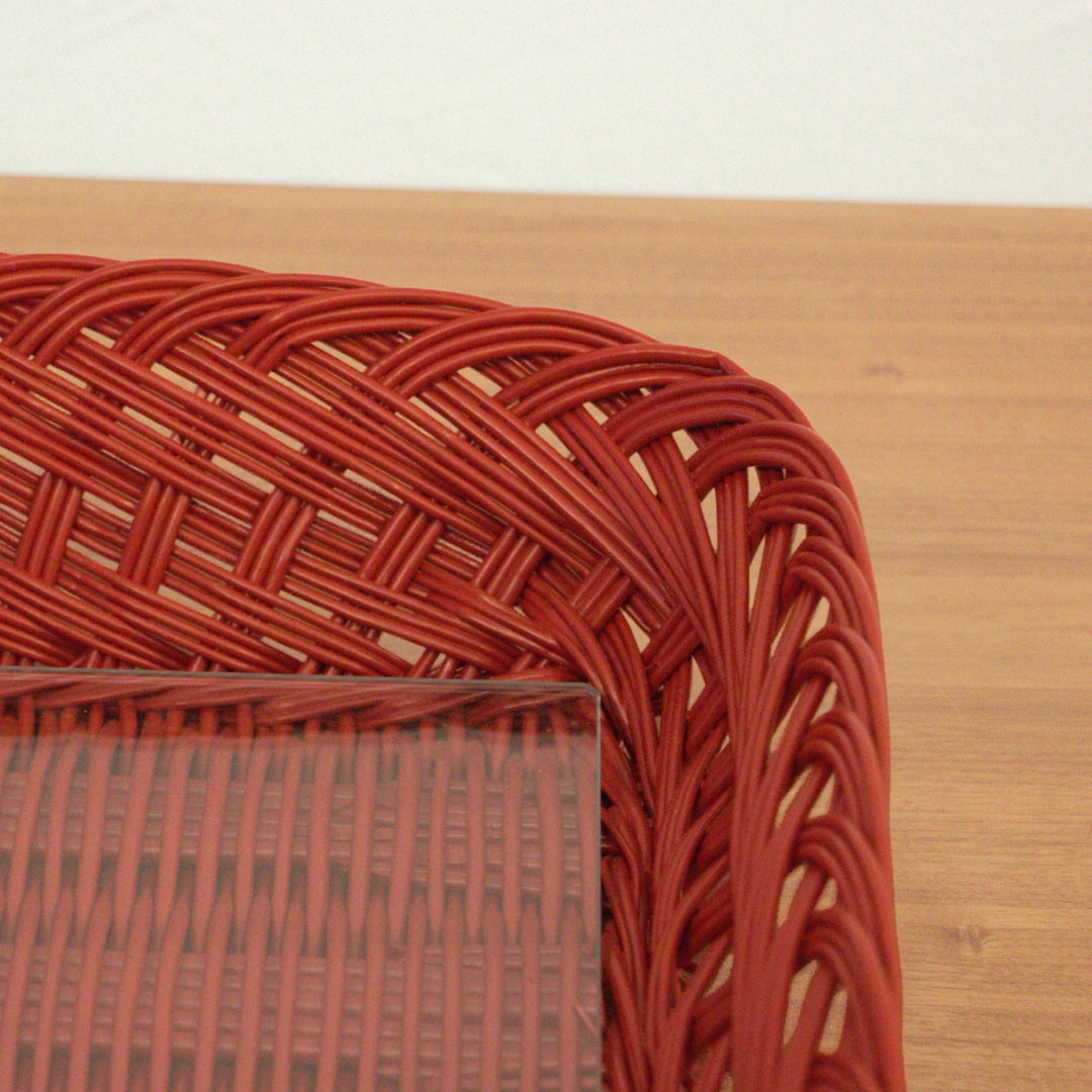 Handmade Red Wicker Tray