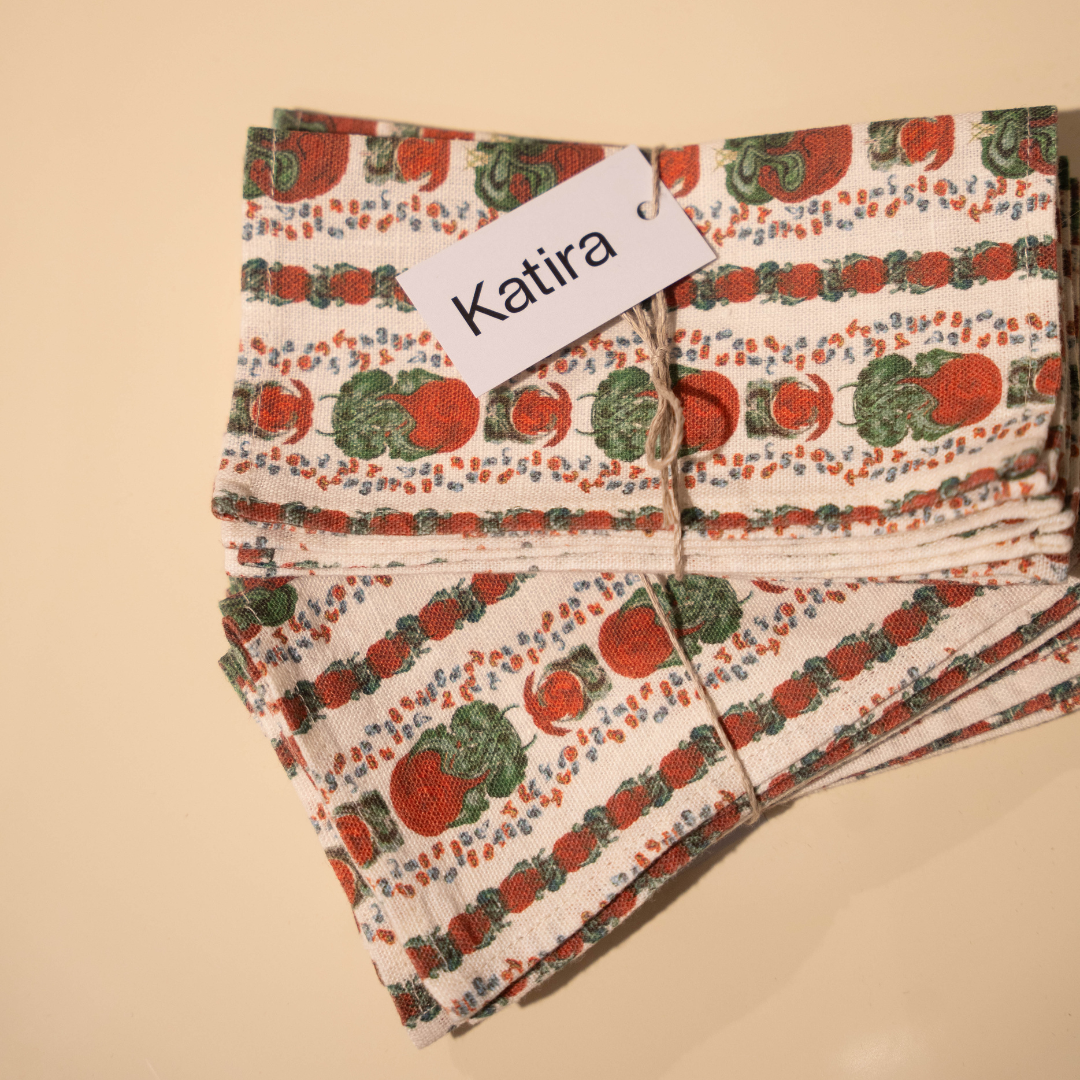 Set of 12 Mini Geranium Red Linen Cocktail Napkins