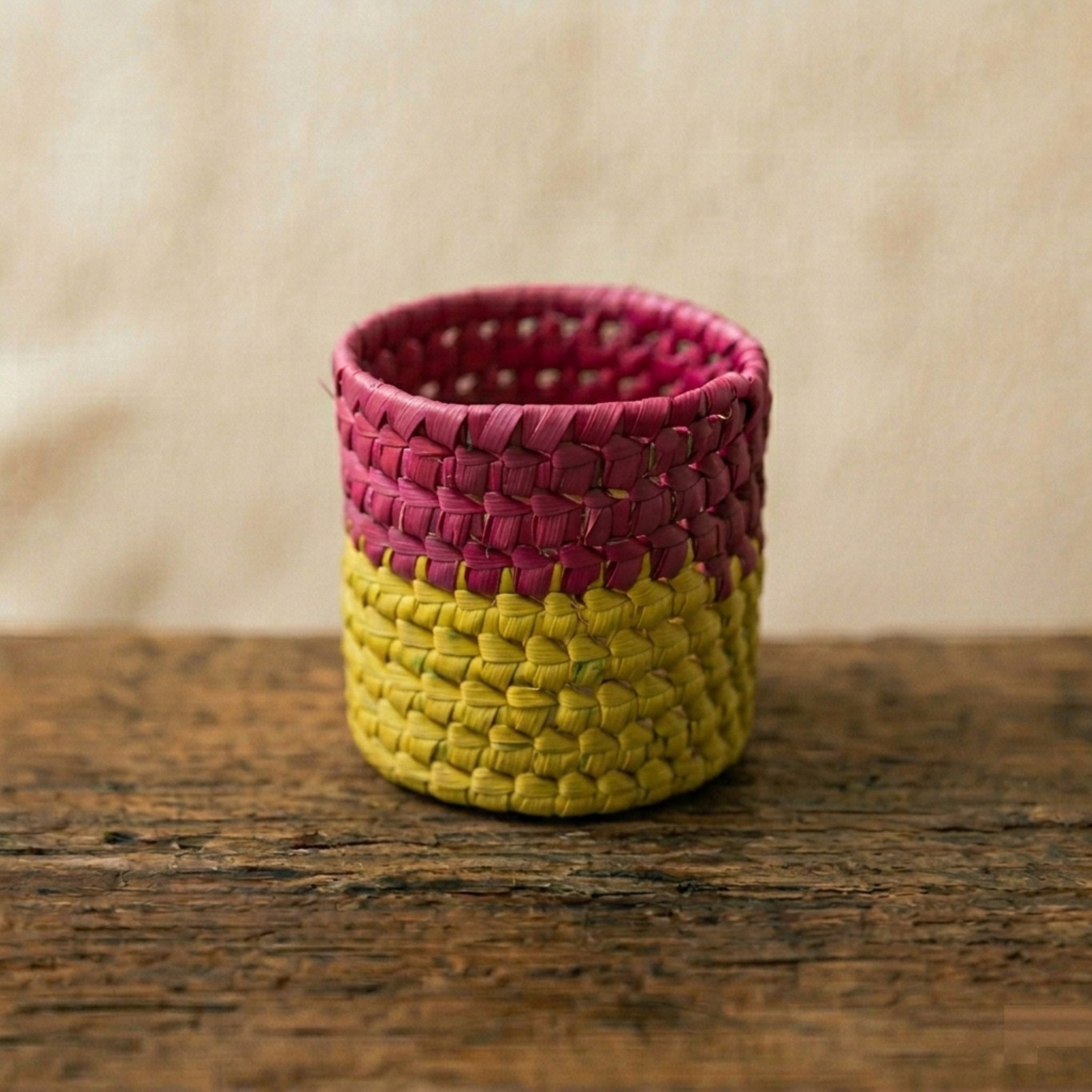 Mixtec Bicolor Napkin Holder - Yellow/Pink