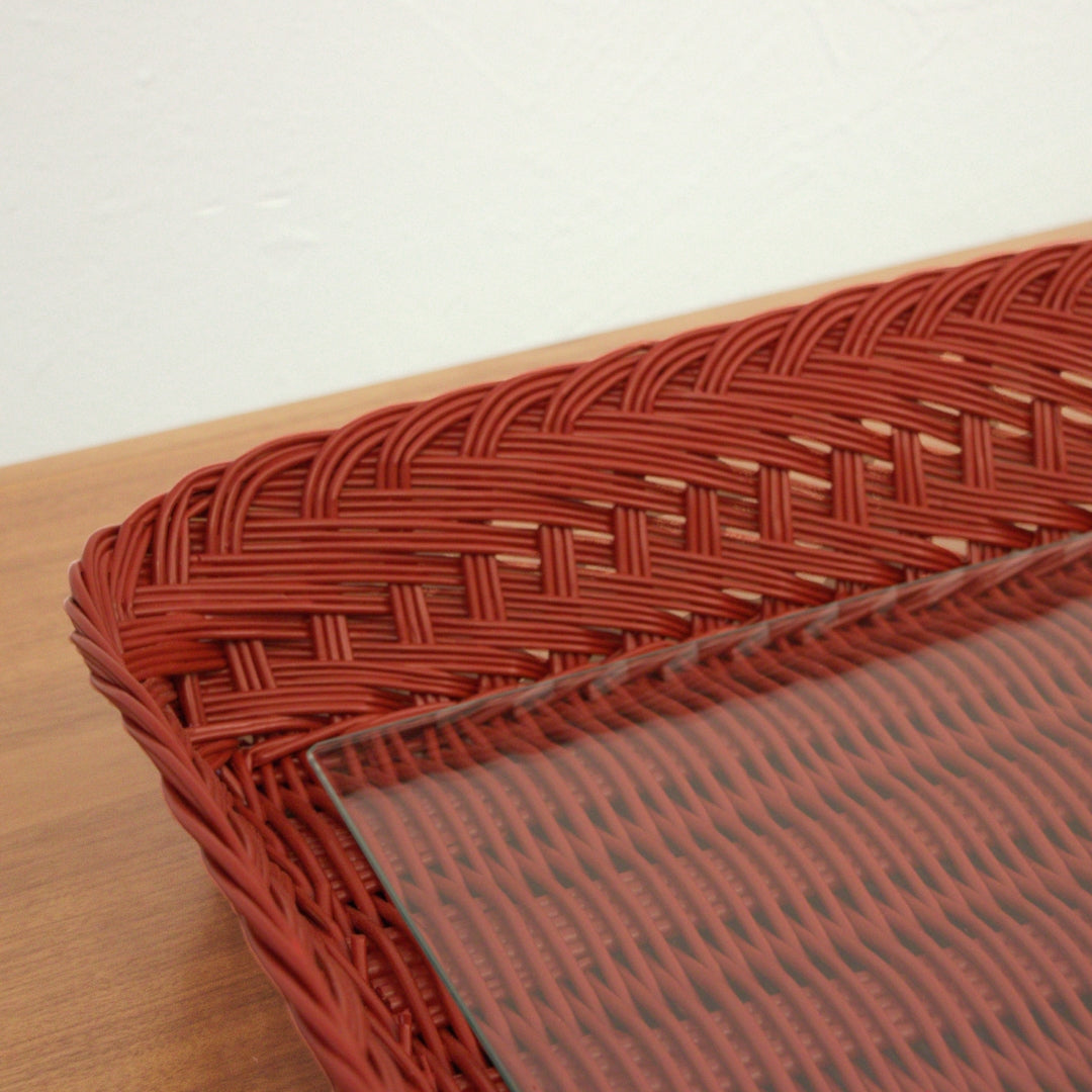 Handmade Red Wicker Tray