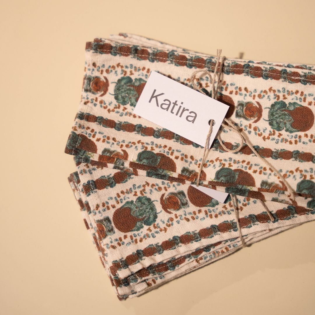 Set de 12 Servilletas Cóctel de Lino Mini Geranium Chocolate