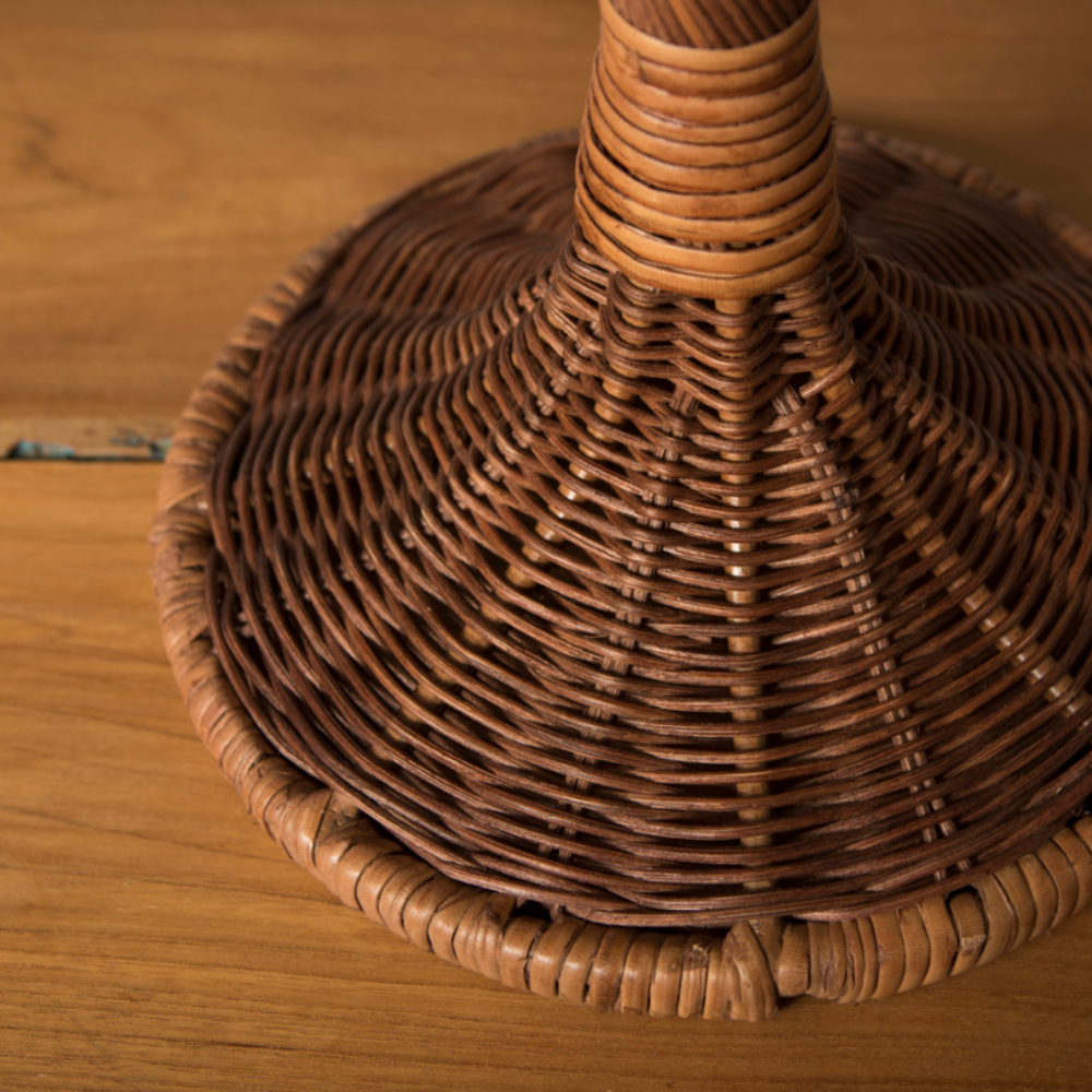 Lámpara de Mesa Trenzada de Ratán Marrón