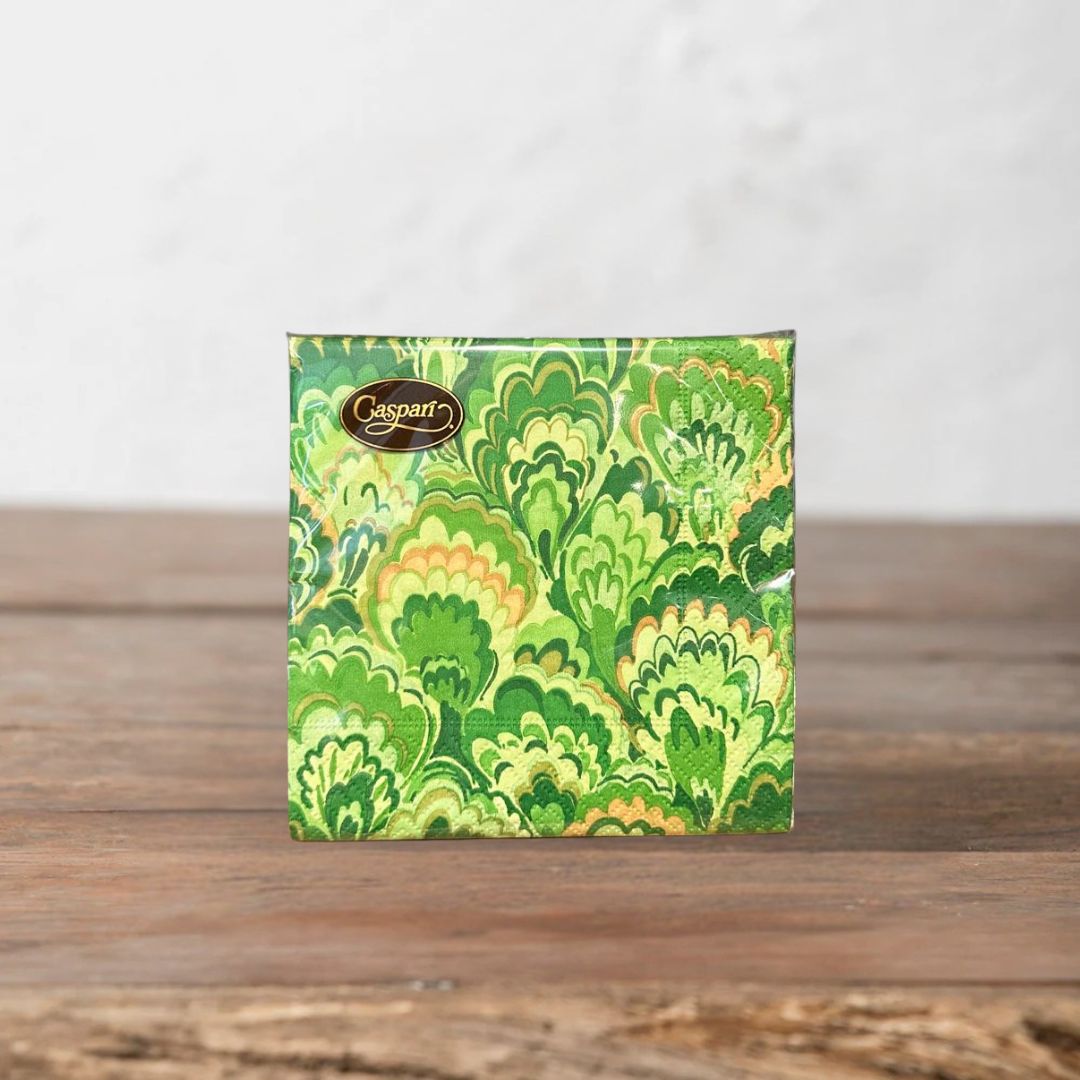 Green Marbled Paper Cocktail Napkins 