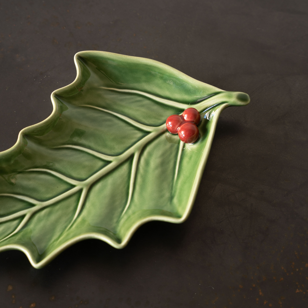 Large Christmas Holly Plate