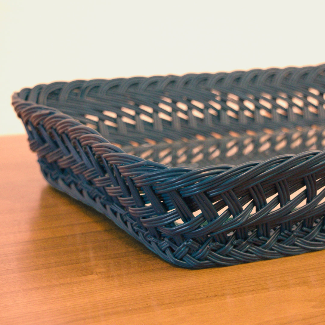 Handmade Blue Wicker Tray