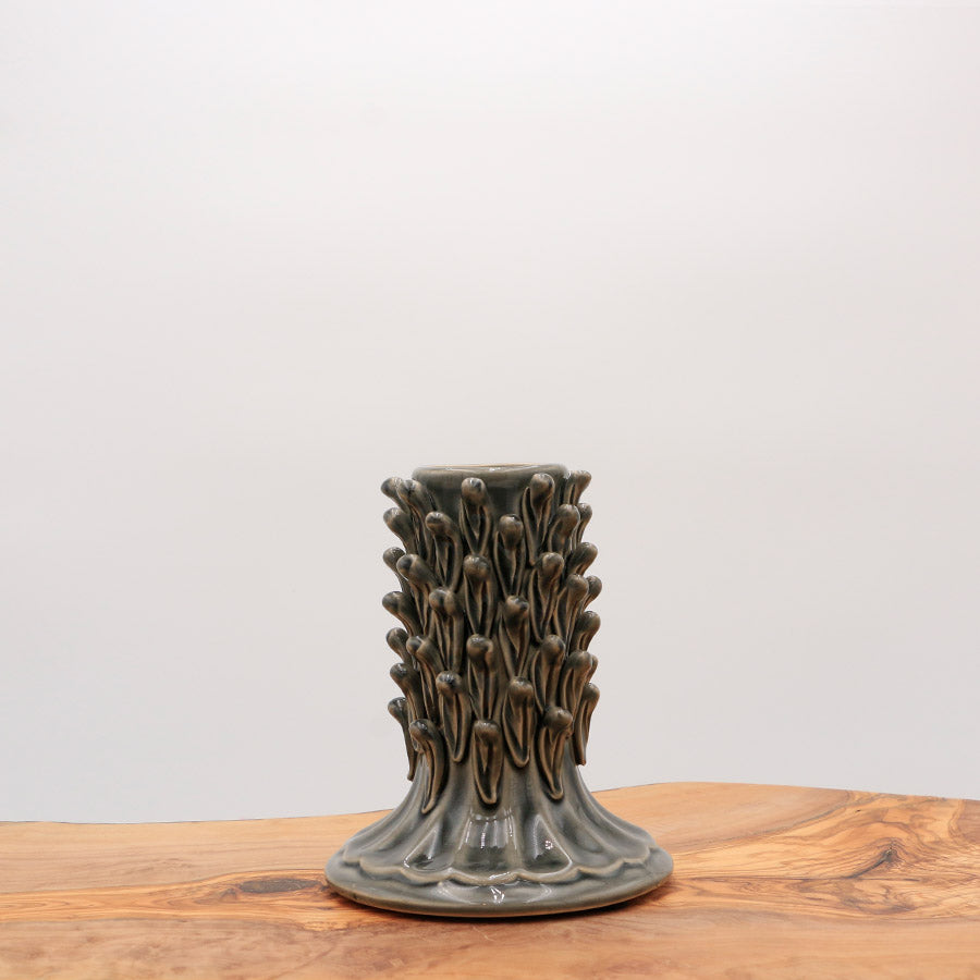 Ceramic Pineapple Candle Holder - Dark Grey