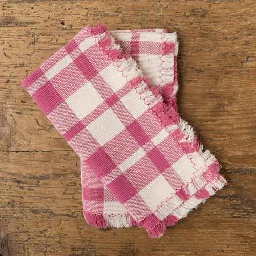 2 Pink Checkered Napkins