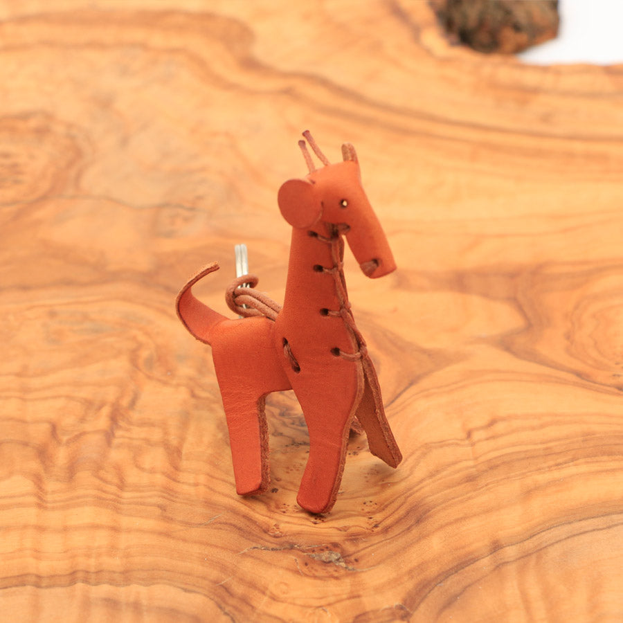 Leather Giraffe Keychain