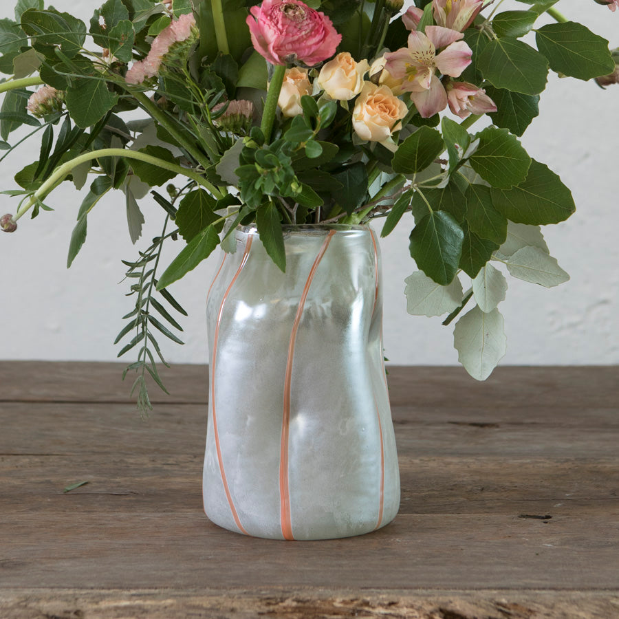 Orange Striped Glass Vase