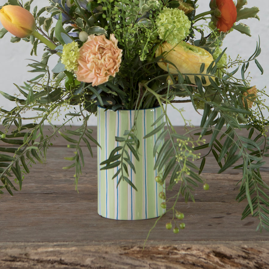 Green Striped Vase