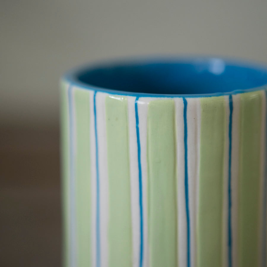 Green Striped Vase