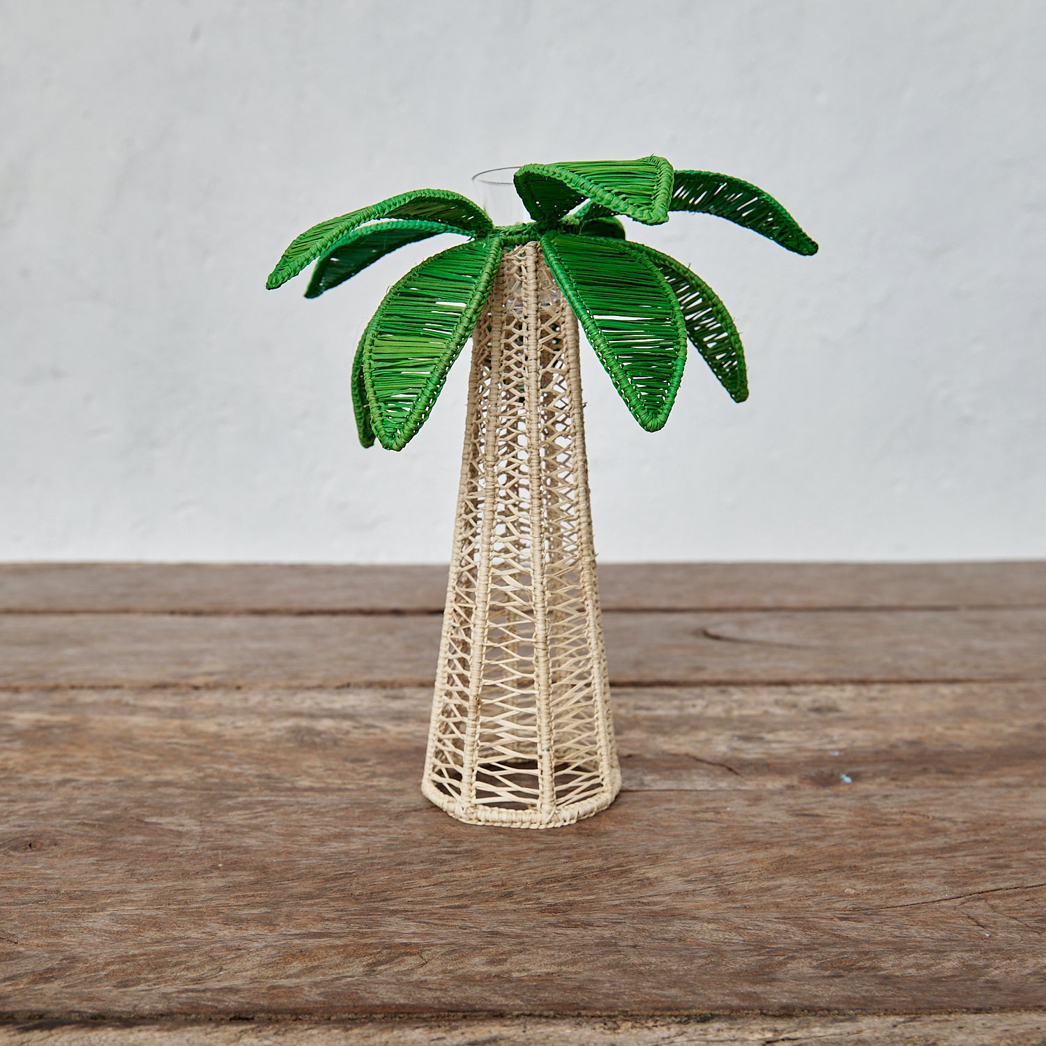 Green Palm Tree Candle Holder L