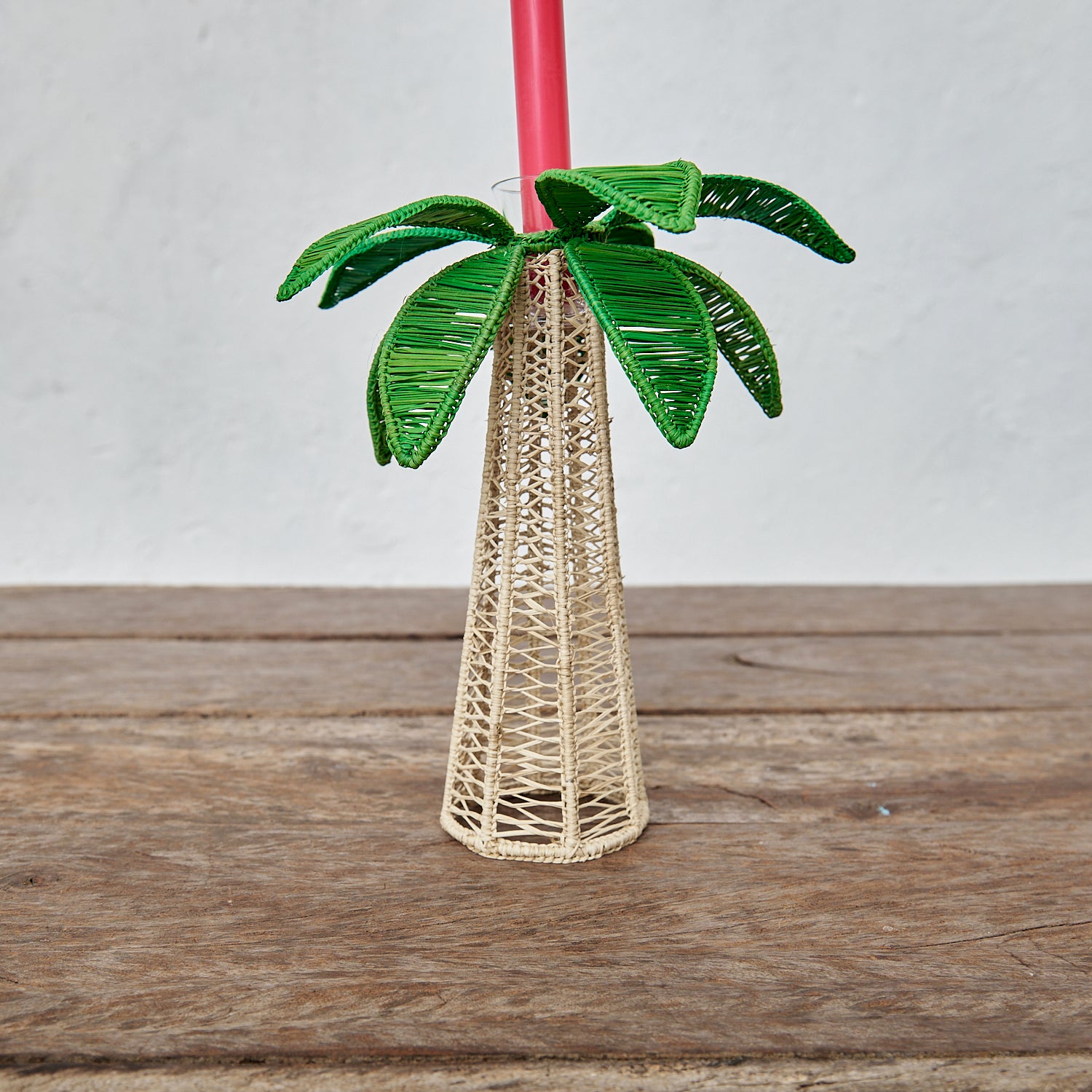 Green Palm Tree Candle Holder L