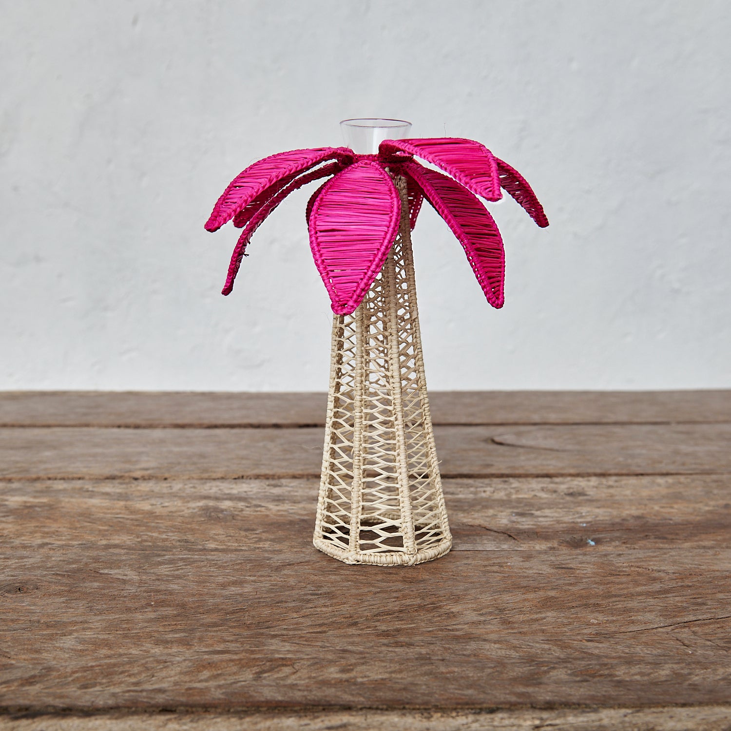 Fuchsia Palm Tree Candle Holder L