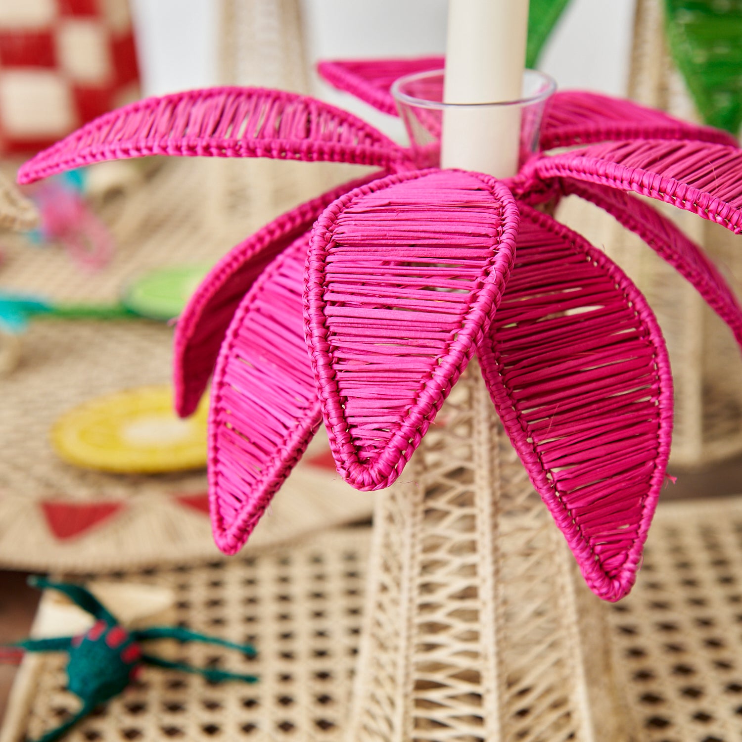 Fuchsia Palm Tree Candle Holder L