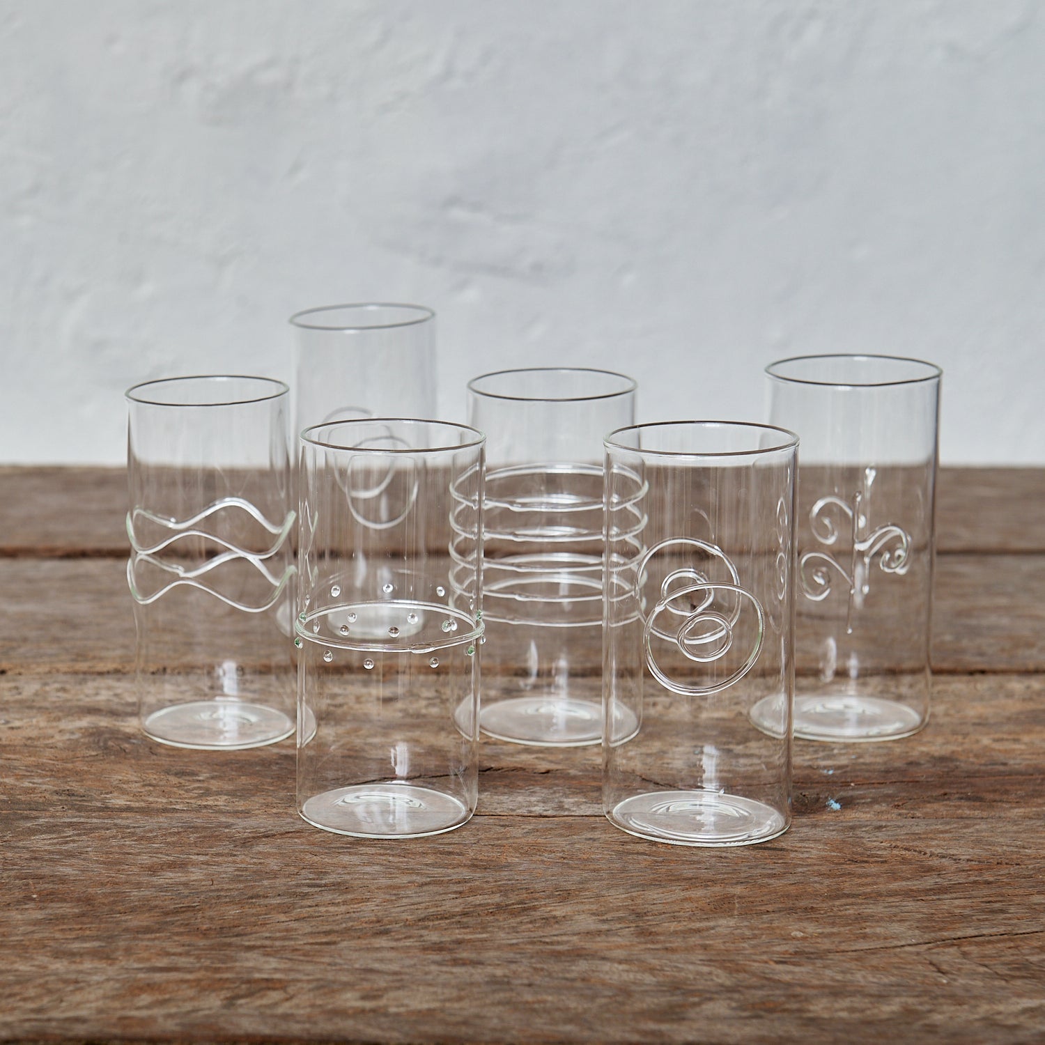 Deco Clear x6 Longdrink Assorted Glasses