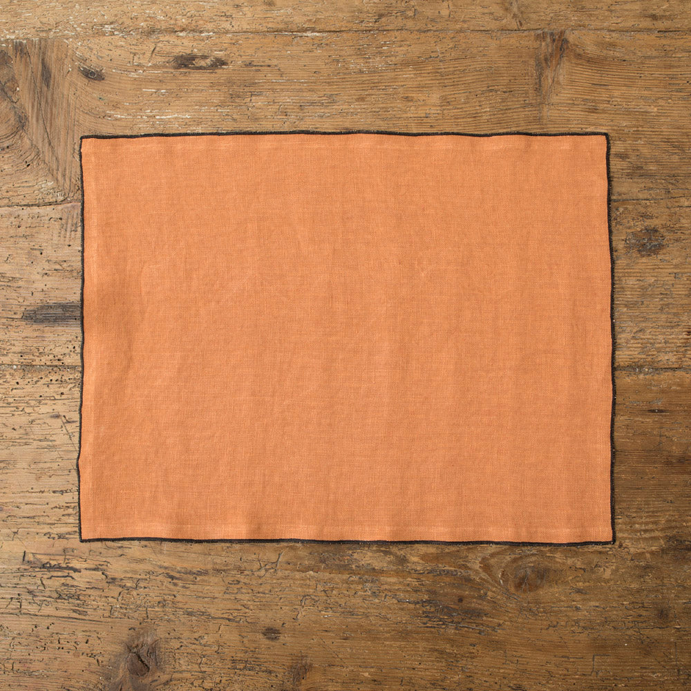 Set 2 Individuales de Lino - Naranja / Negro