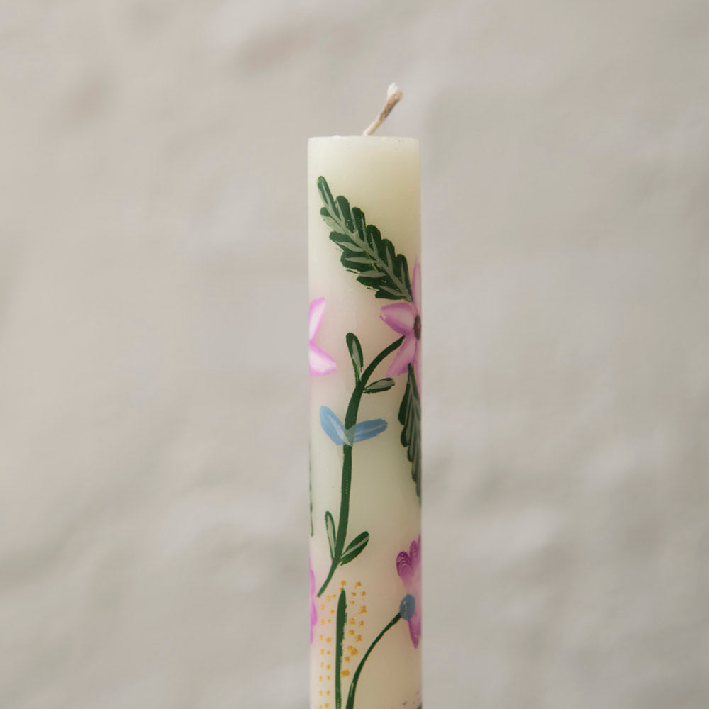 White Hand Painted Candles