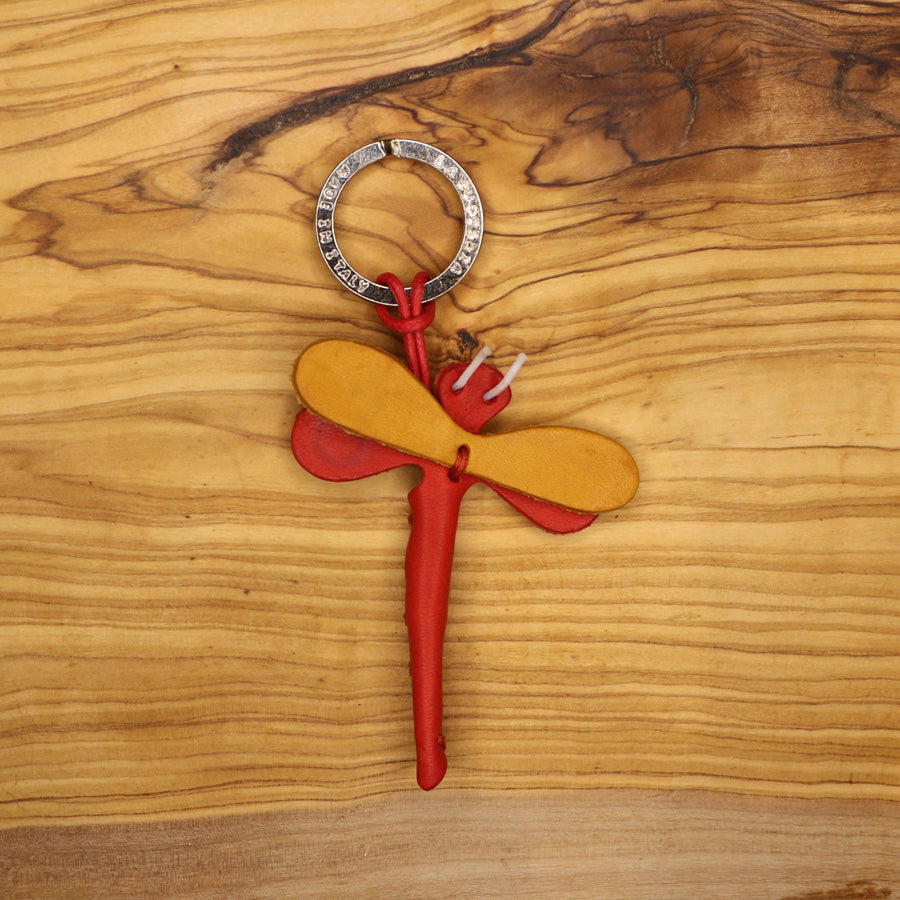 Dragonfly Leather Keychain