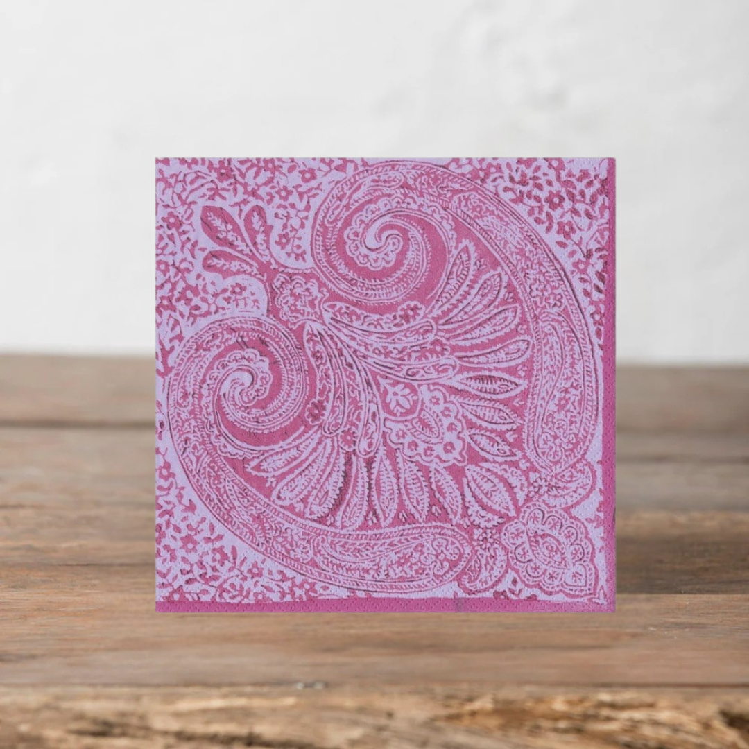 Raspberry Paisley Paper Dinner Napkins