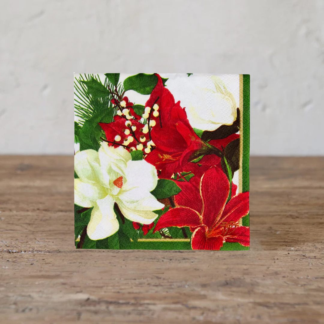 Christmas Garden Paper Cocktail Napkins