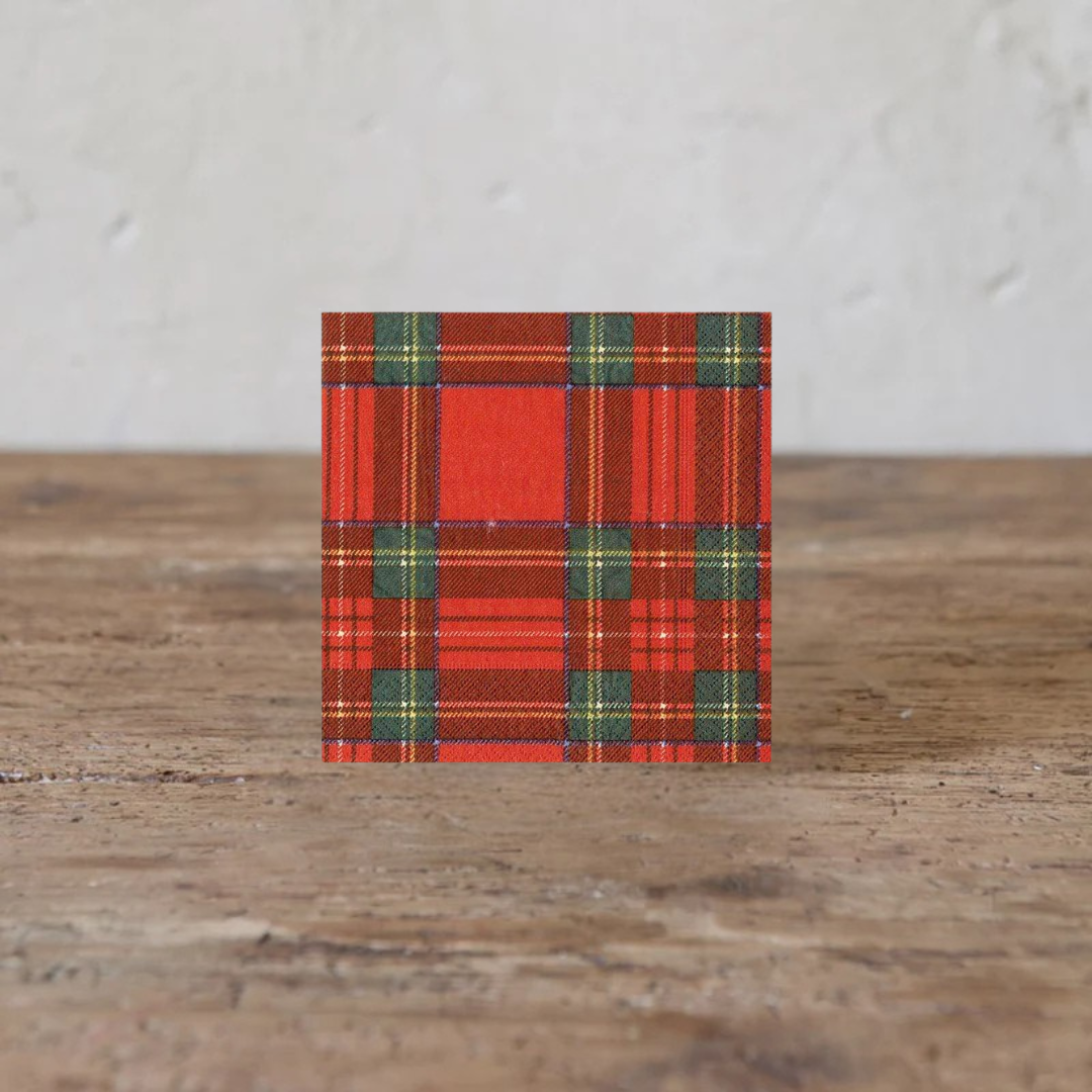 Royal Plaid Paper Cocktail Napkins