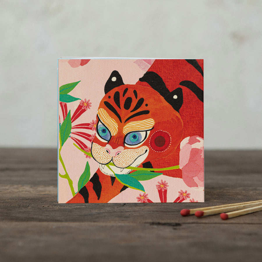 Tiger with Peony Matches