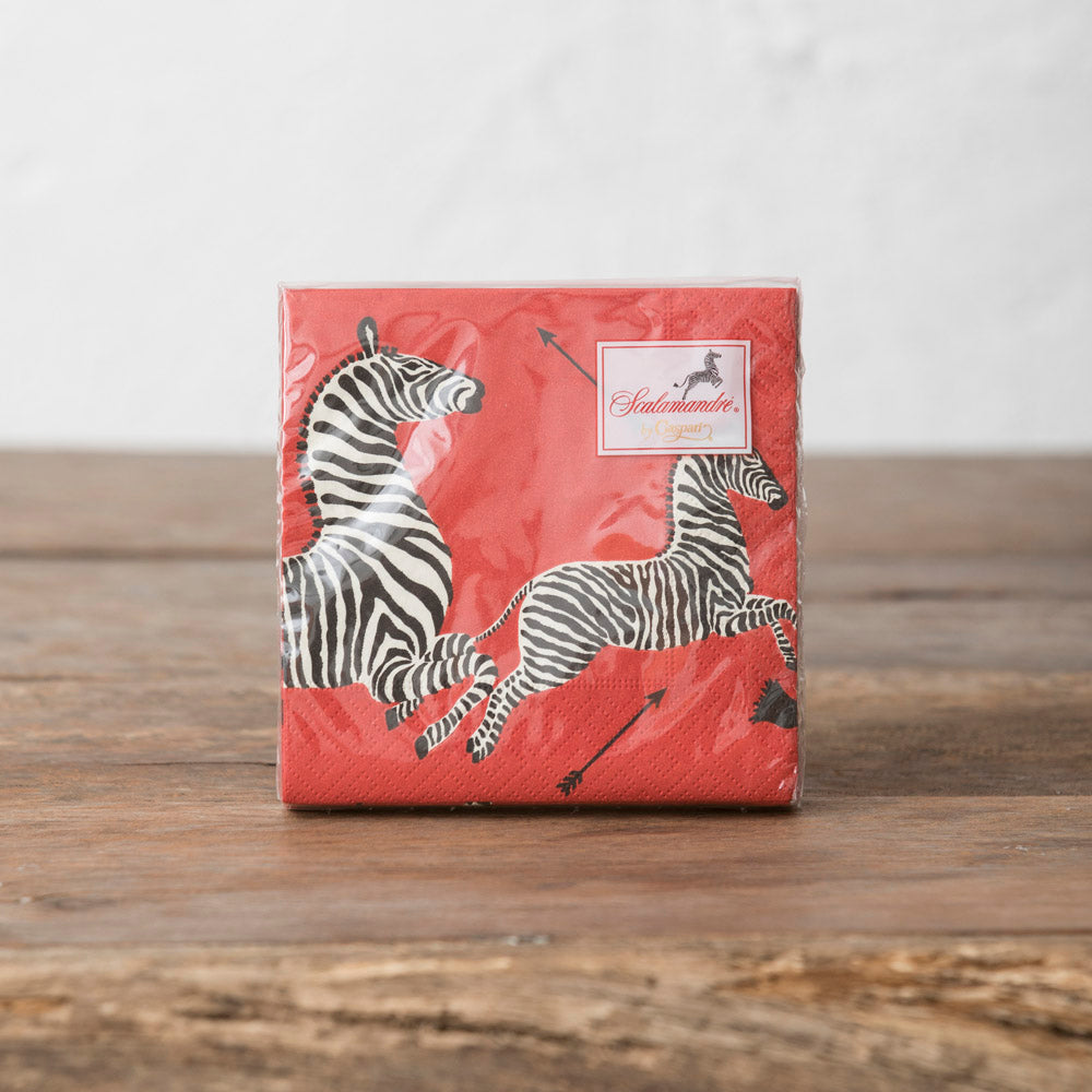 Red Zebras Paper Cocktail Napkins