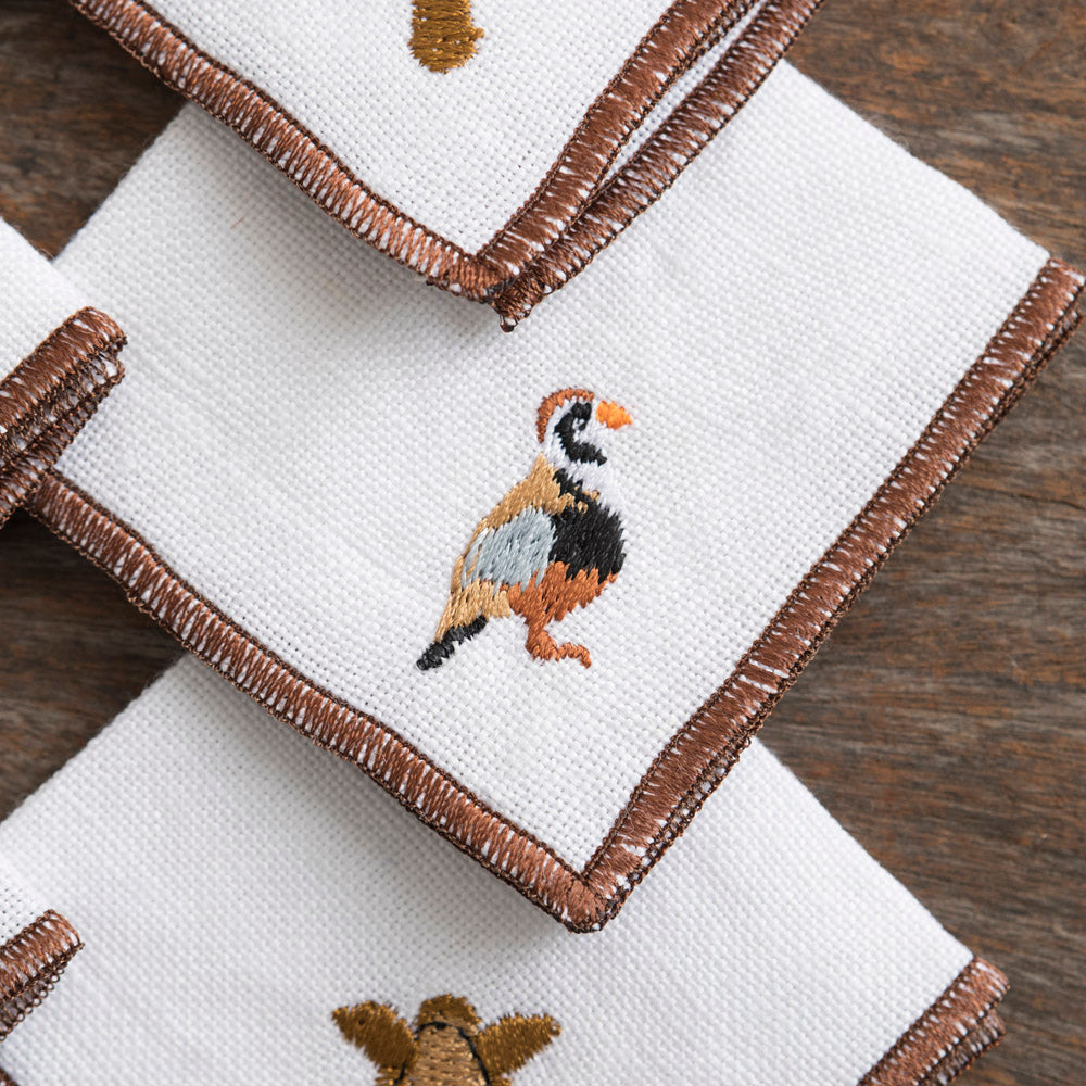 Linen Cocktail Napkins - Hunting