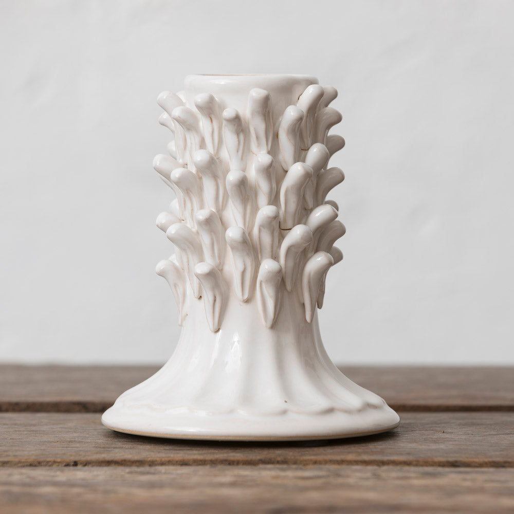 Ceramic Pineapple Candle Holder - White