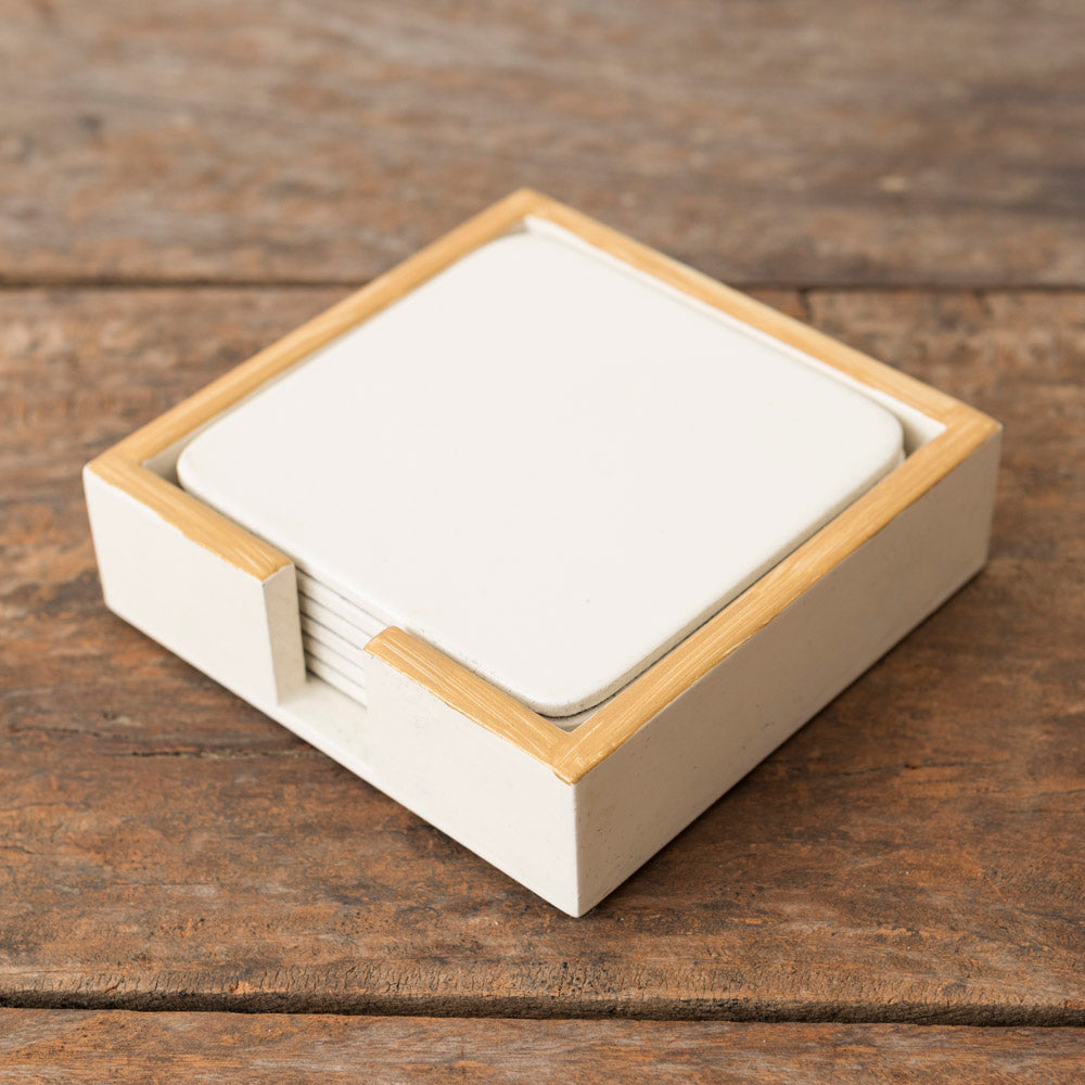 Set of 6 Mustard Lacquered Coasters