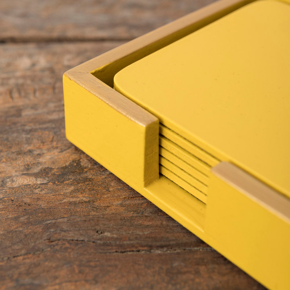 Set of 6 Mustard Lacquered Coasters