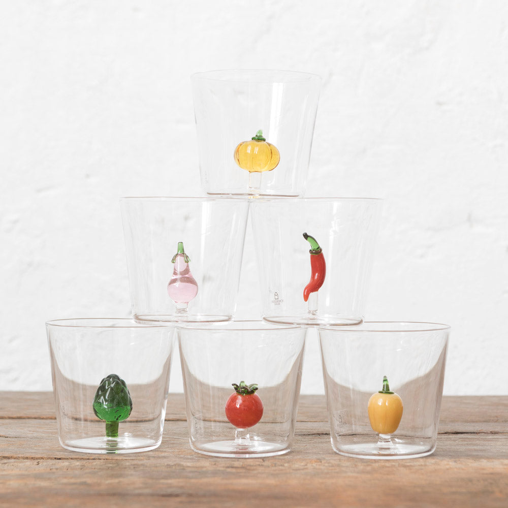 x6 Vasos Verduras Cristal