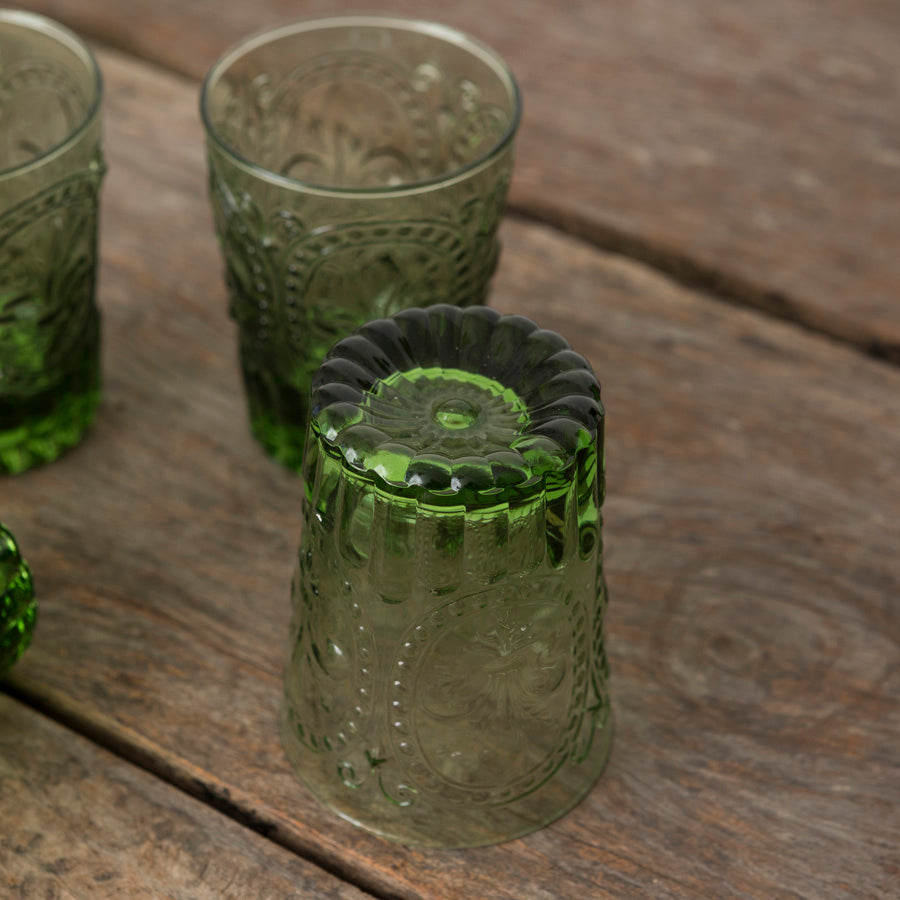 Set of 6 Fleur de Lys Glasses Green M