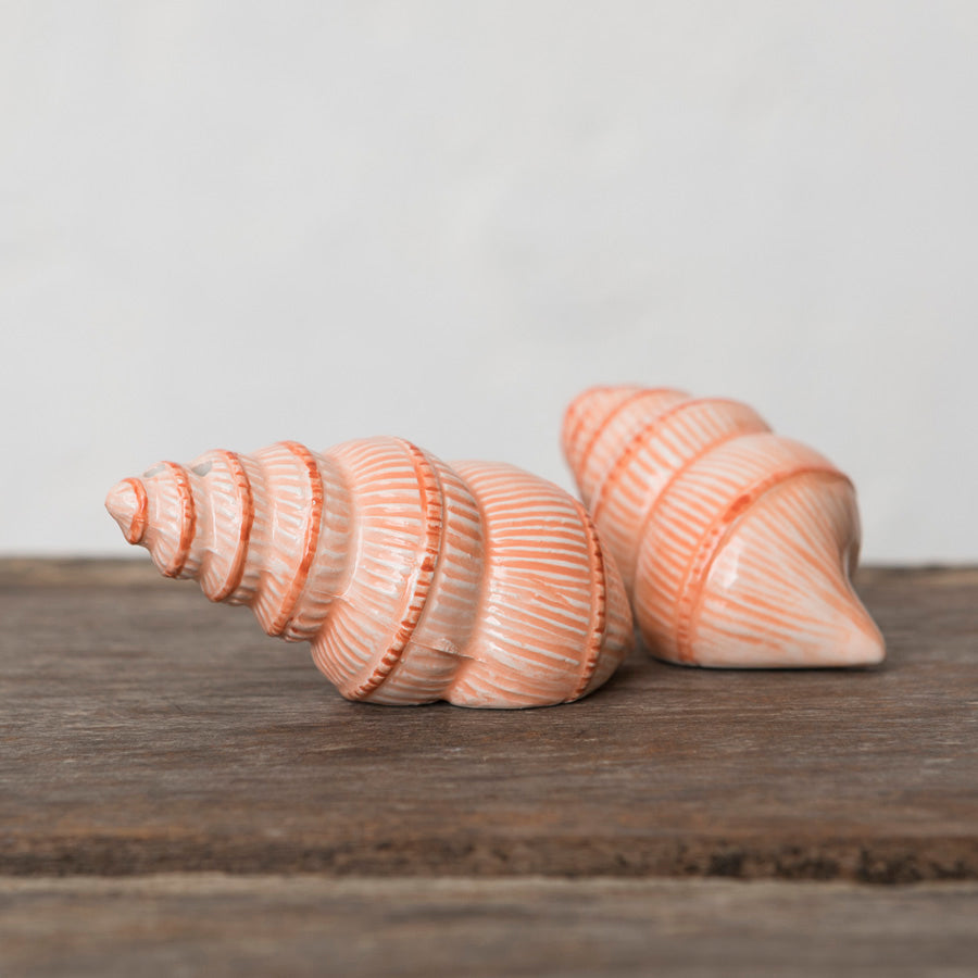 Set of salt and pepper shakers with shells