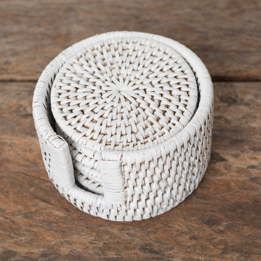 White Rattan Coaster