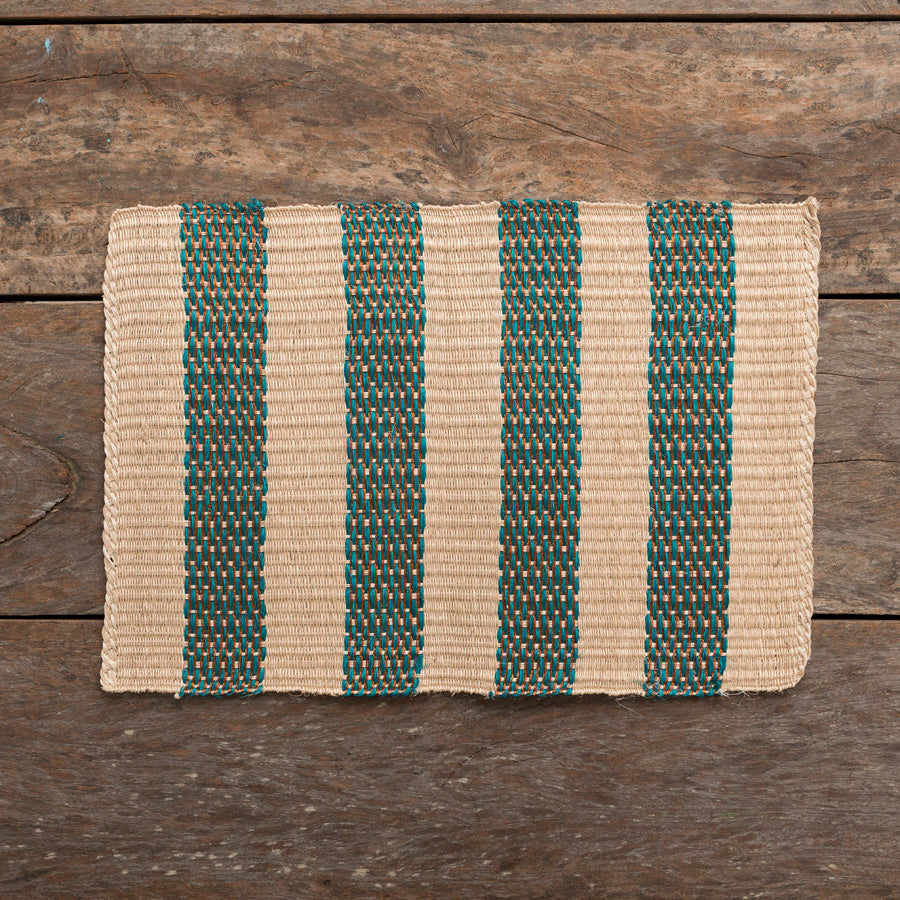 Set of 6 Turquoise and Copper Striped Placemats