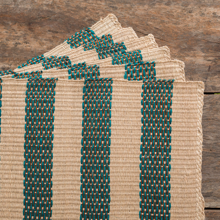 Set x6 Turquoise & Copper Stripes Placemats