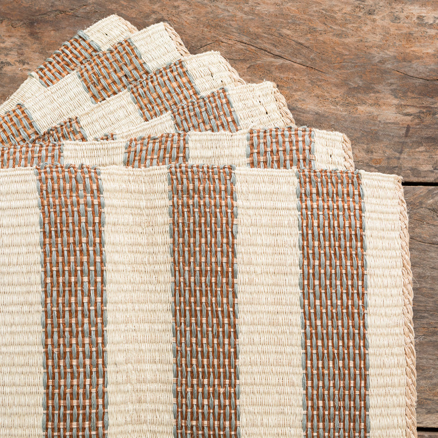 Set x6 Grey & Copper Stripes Placemats