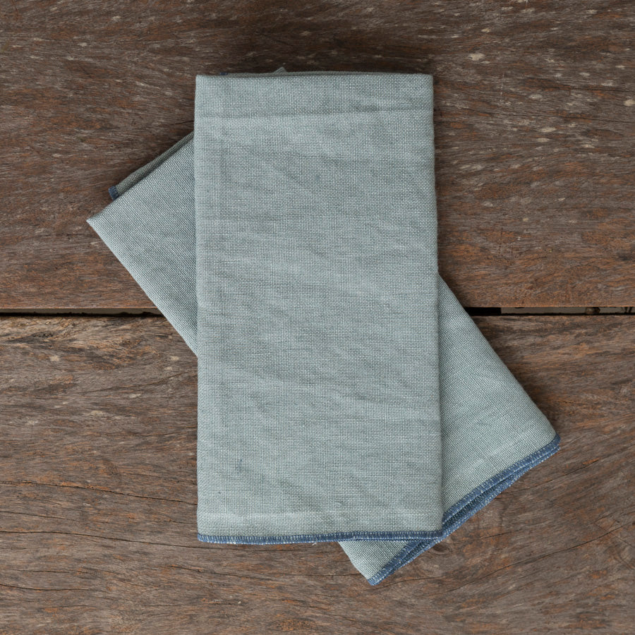 Set of 2 Linen Napkins - Blue / Navy Blue