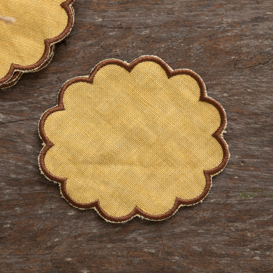 Set of 6 Wavy Bread Boxes - Mustard / Brown