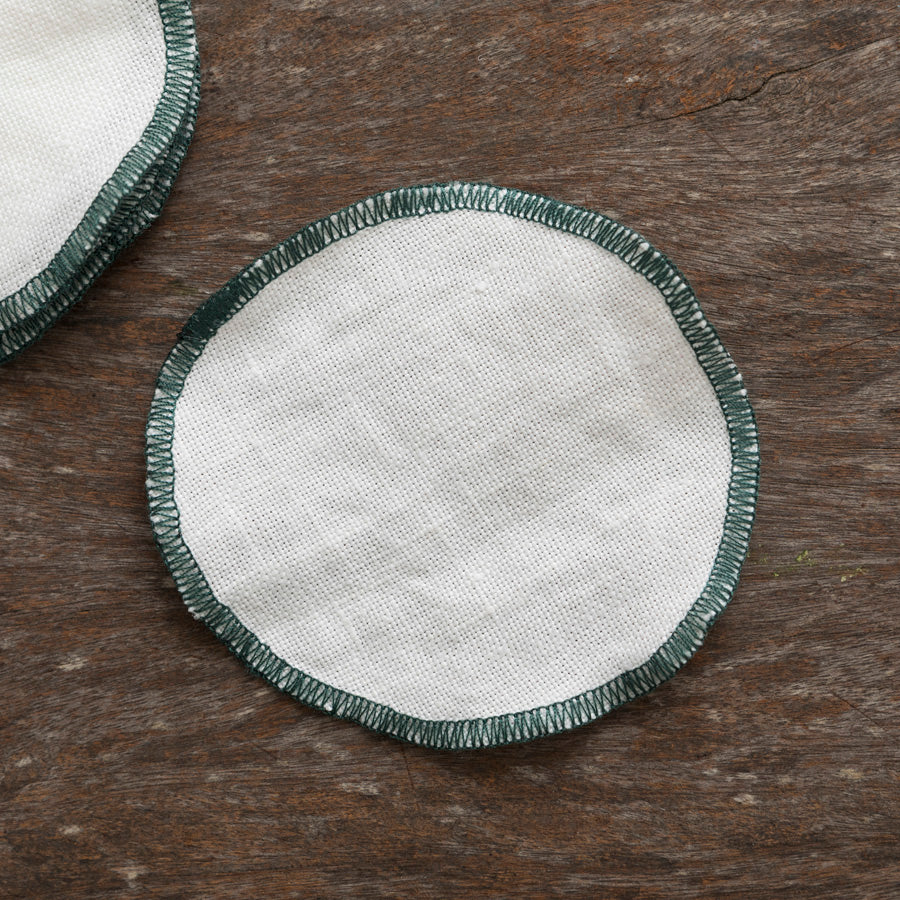 Set of 6 Bread Baskets - White / Green